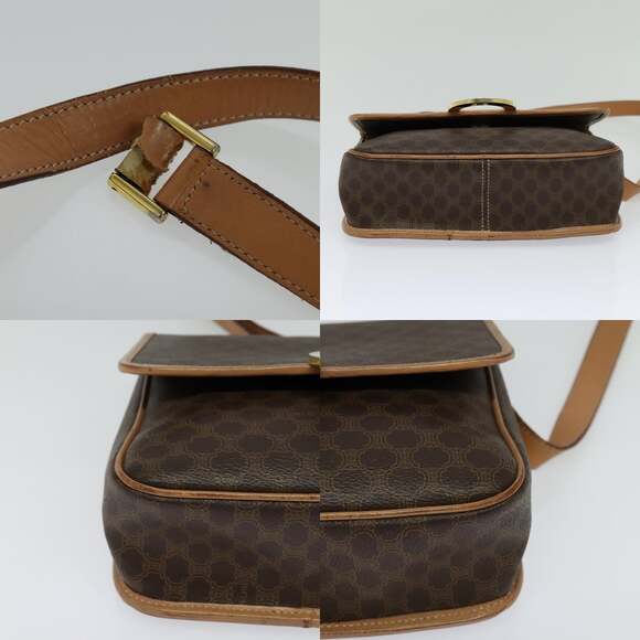 CELINE Macadam Canvas Shoulder Bag Pvc Leather Brown - Picture 10 of 12